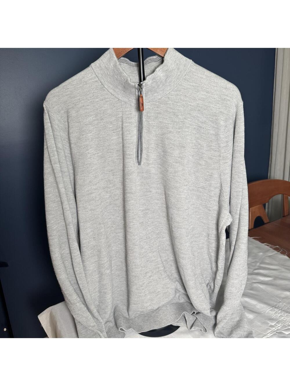 Tommy Bahama Light Grey Island Zone Light Weight Quarter-Zip Sweater XXL